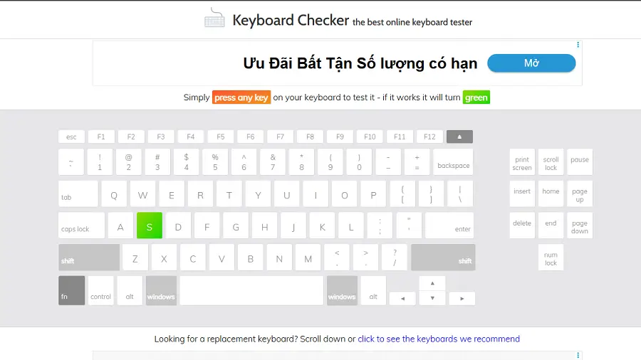 Giao diện Keyboard Checker